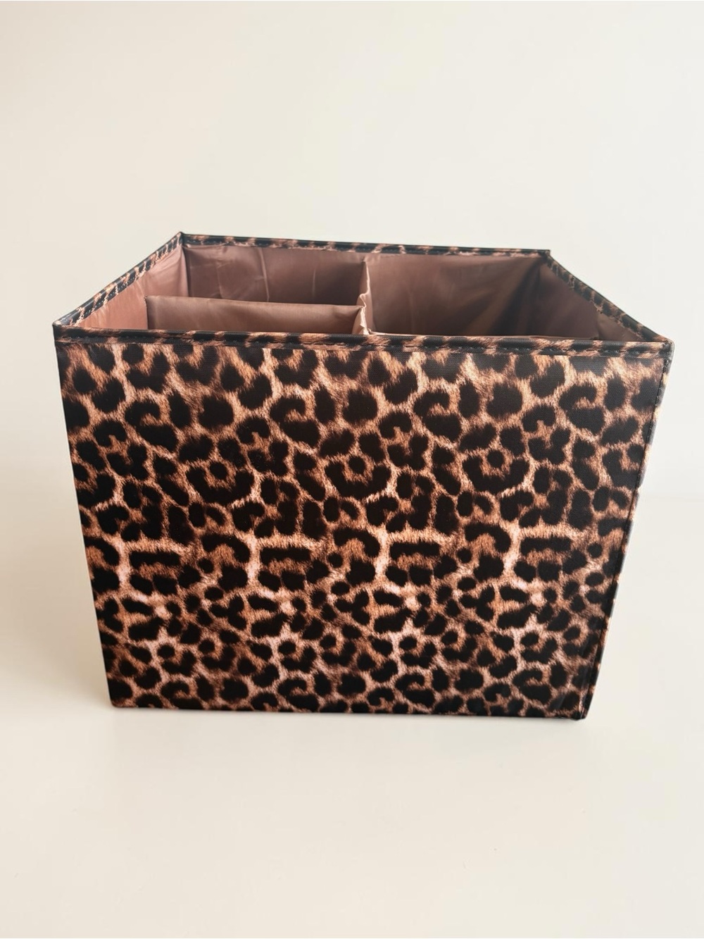 Joy Mangano Collapsible Storage Cube Organizer 4 Compartment Foldable - Cheetah